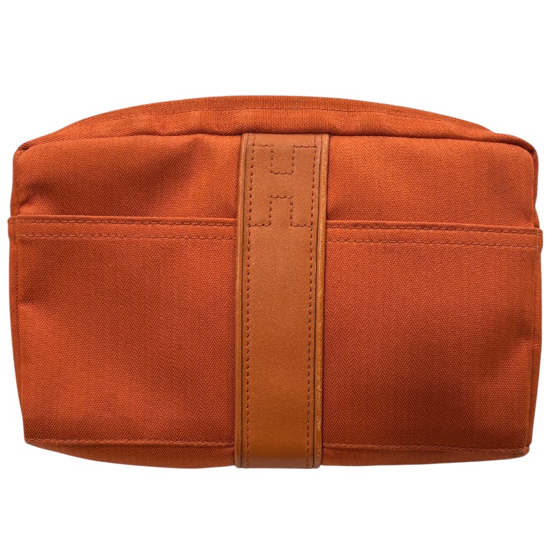 HERMES 愛馬仕 ACAPULCO POCHETTE SANTUR 腰包 帆布 橘色 銀扣-0