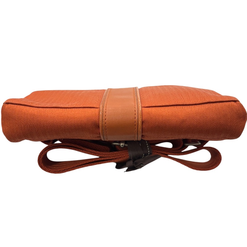 HERMES 愛馬仕 ACAPULCO POCHETTE SANTUR 腰包 帆布 橘色 銀扣-2