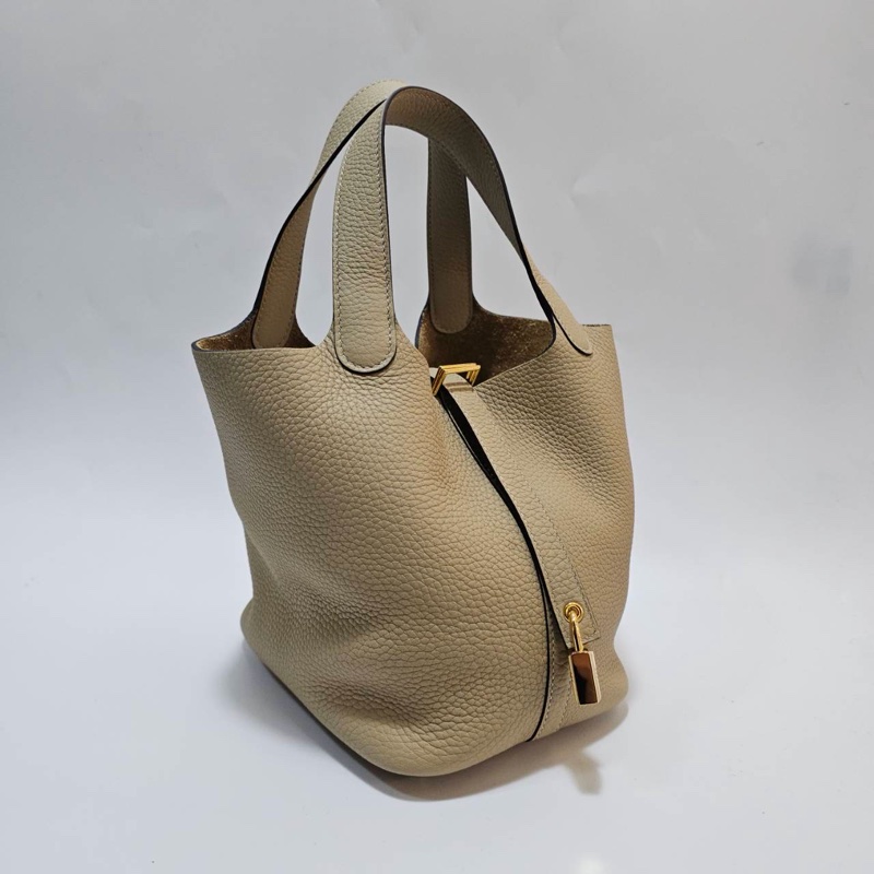 Hermes 風衣灰S2 T/C皮金釦Pictin18手提包H056289CCS2-1