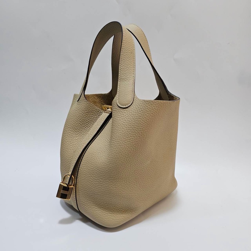 Hermes 風衣灰S2 T/C皮金釦Pictin18手提包H056289CCS2-2