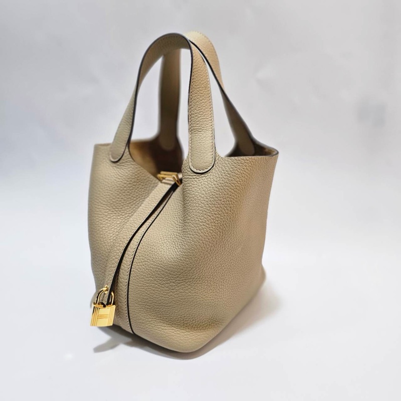 Hermes 風衣灰S2 T/C皮金釦Pictin18手提包H056289CCS2-4