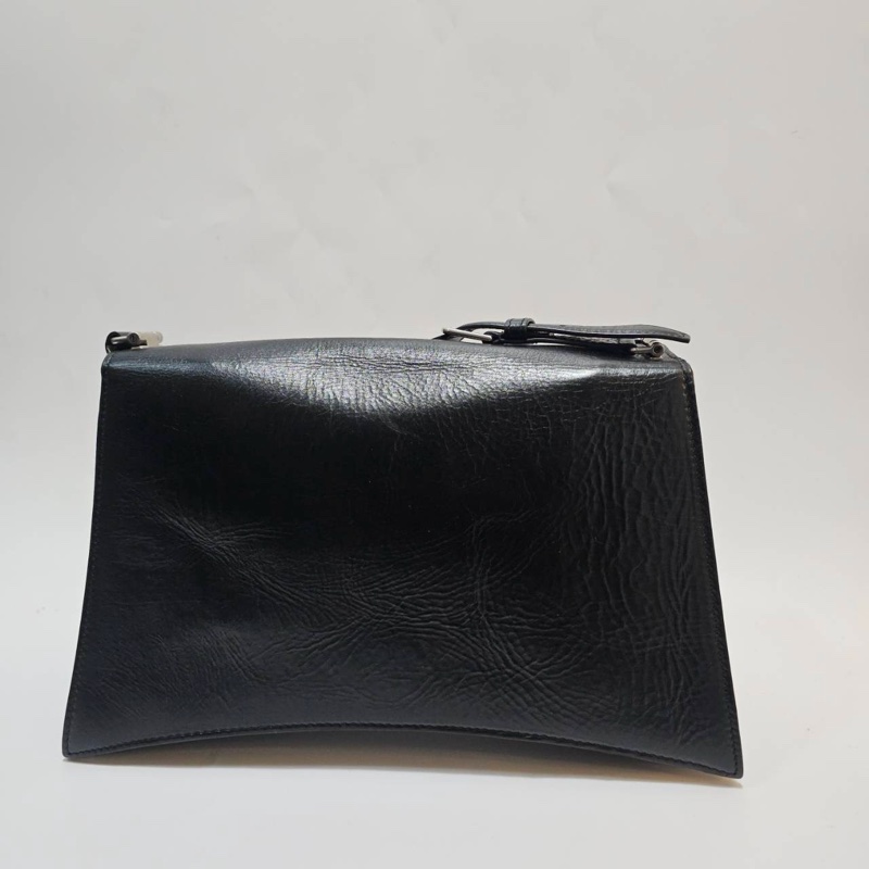 Balenciaga 黑牛皮銀釦中號手提肩背沙漏包7654662AAR21000-3
