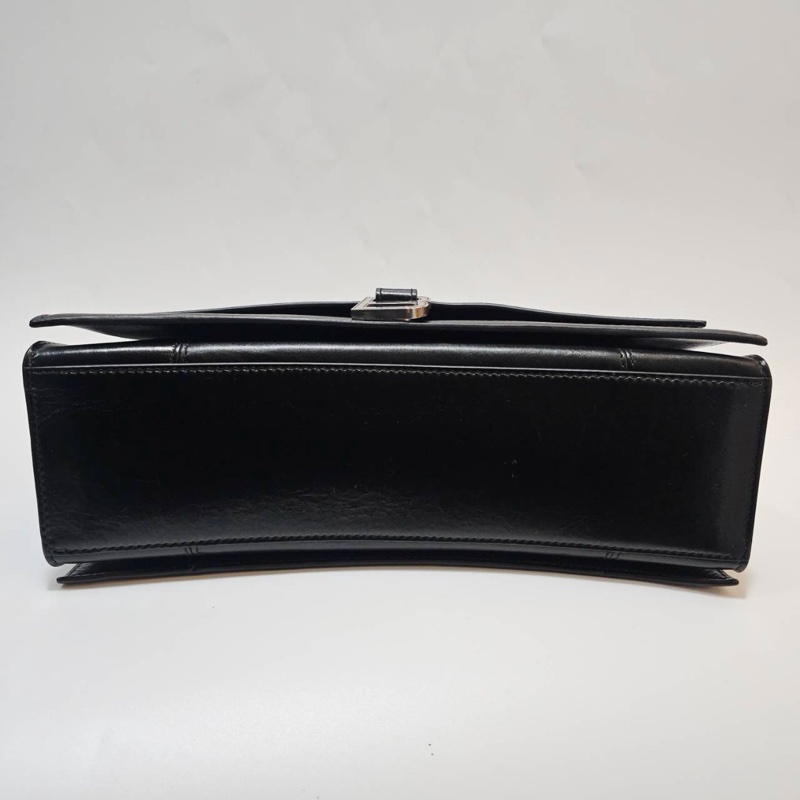 Balenciaga 黑牛皮銀釦中號手提肩背沙漏包7654662AAR21000-5