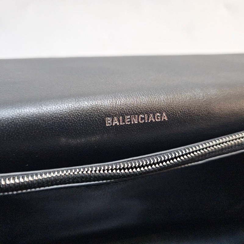 Balenciaga 黑牛皮銀釦中號手提肩背沙漏包7654662AAR21000-9