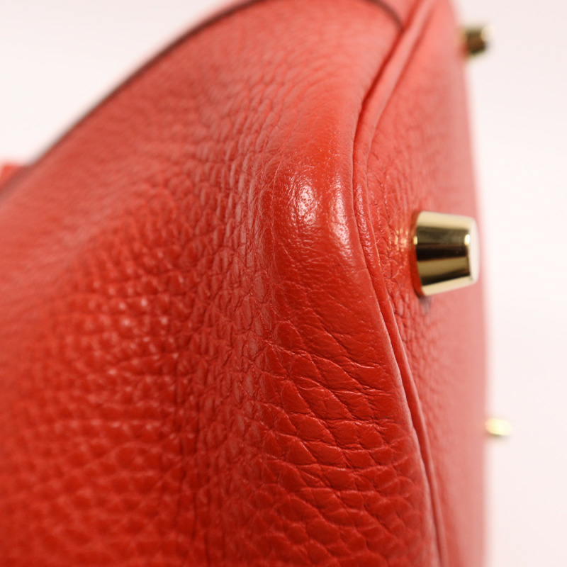 HERMES Clemence皮革Picotin PM金扣手挽袋Rouge Tomate-5