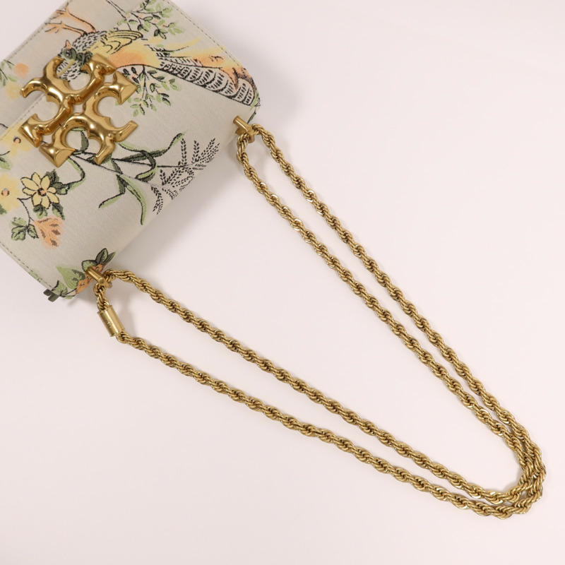 Tory Burch 布料/麂皮皮革Chain Shoulder Bag金扣鏈帶肩背袋-9
