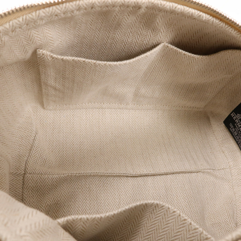 HERMES 帆布Bride A Brac PM銀扣手挽袋Beige-4