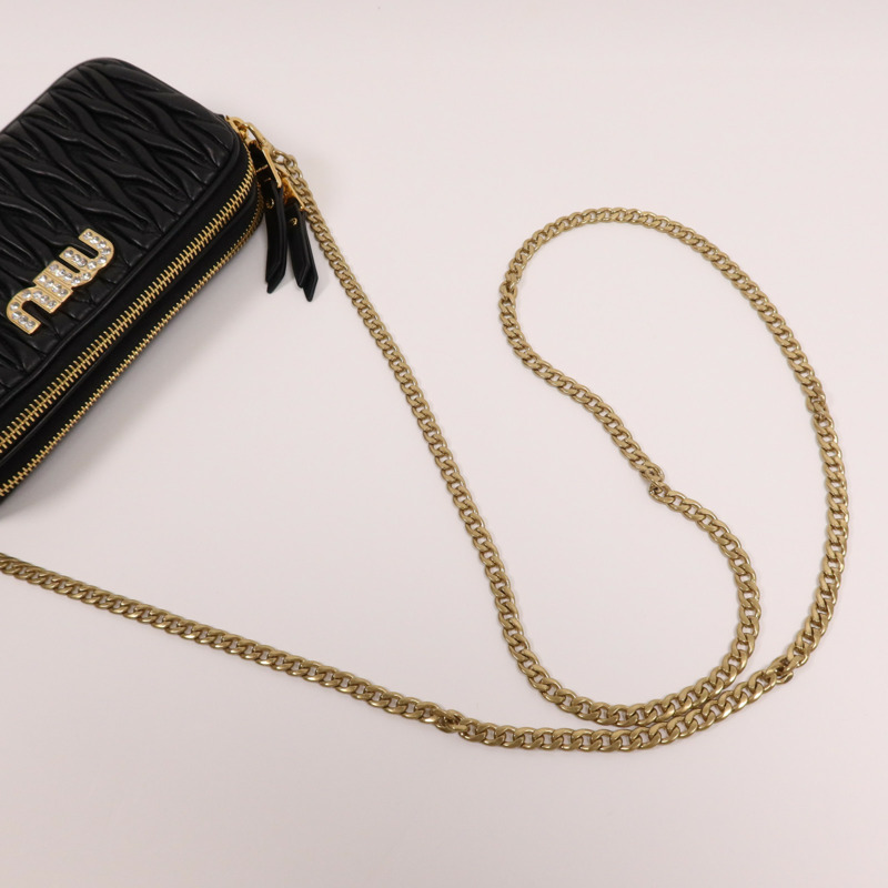 Miu Miu 羊皮皮革Chain Shoulder Bag金扣鏈帶肩背袋-11