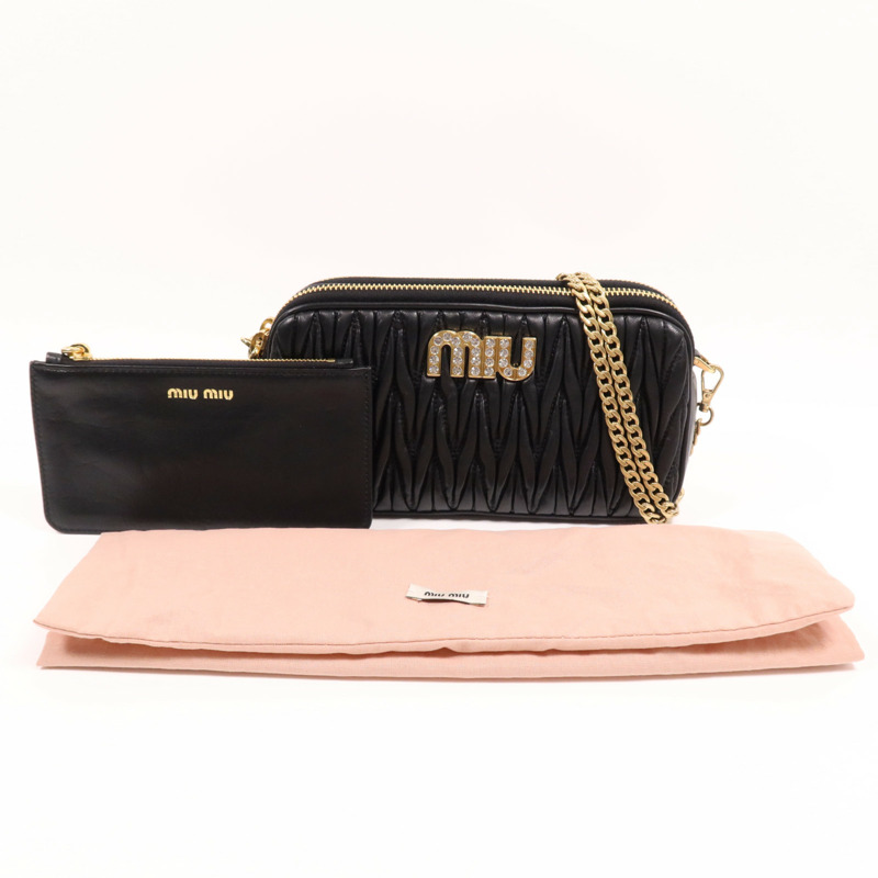 Miu Miu 羊皮皮革Chain Shoulder Bag金扣鏈帶肩背袋-12