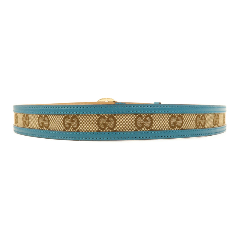 GUCCI 皮革/帆布Belt金扣皮帶-2
