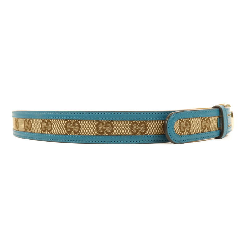 GUCCI 皮革/帆布Belt金扣皮帶-3