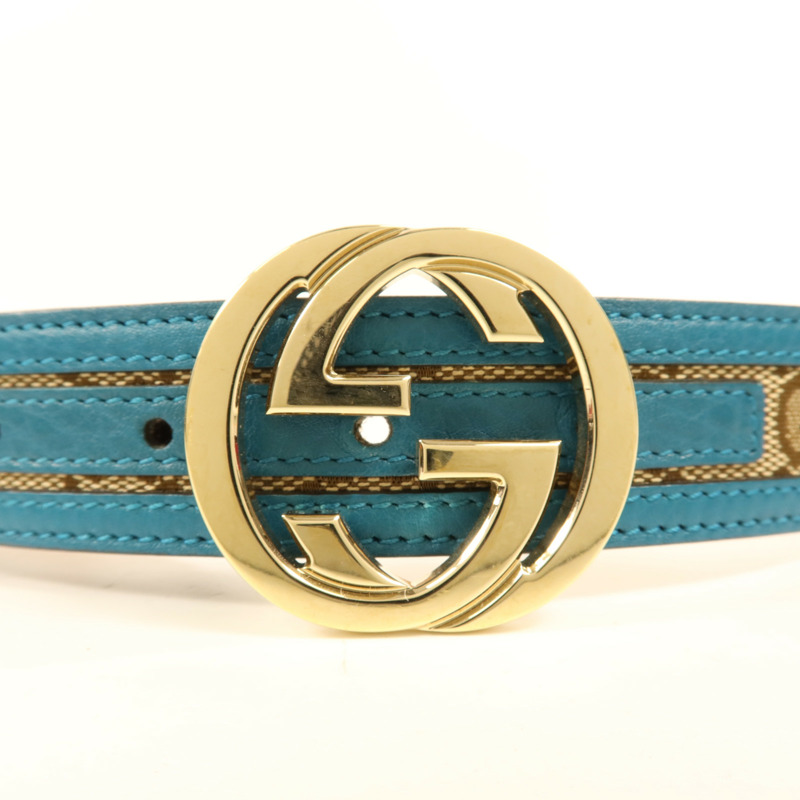 GUCCI 皮革/帆布Belt金扣皮帶-5