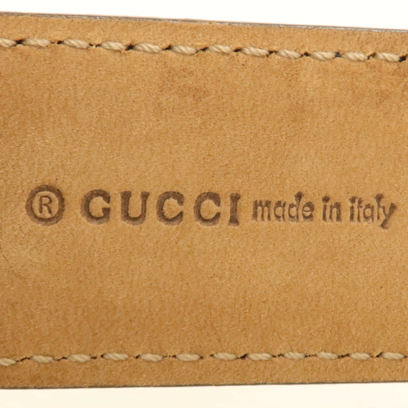 GUCCI 皮革/帆布Belt金扣皮帶-6