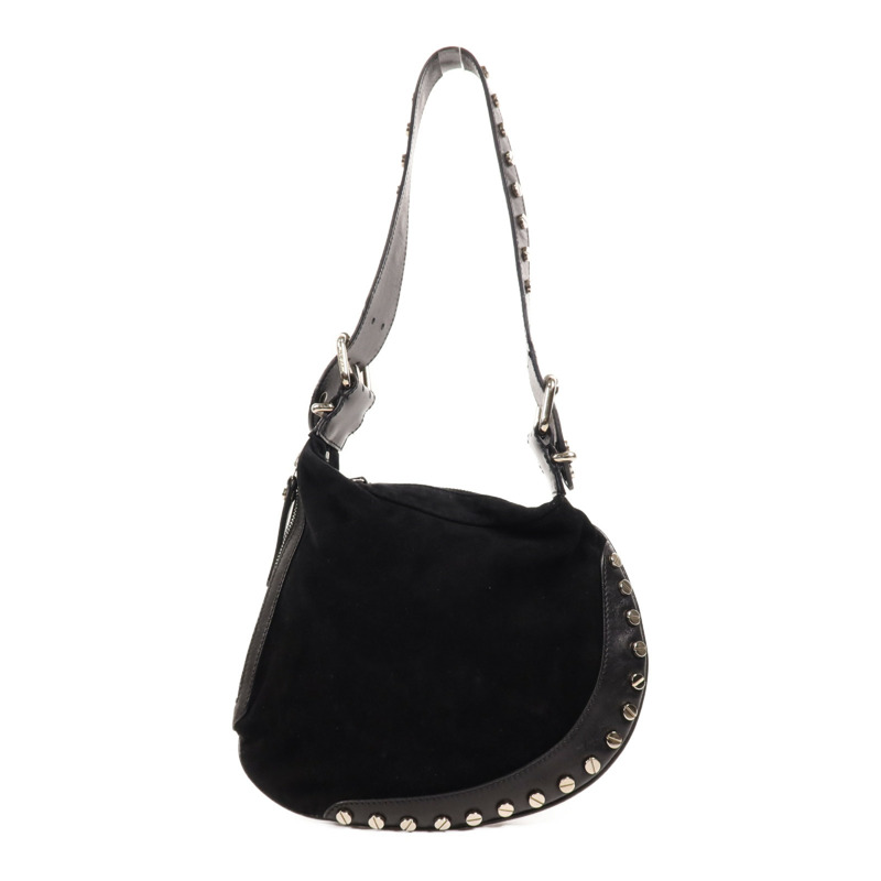 FENDI 麂皮皮革Shoulder Bag銀扣肩背袋-0