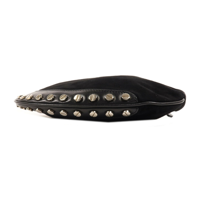 FENDI 麂皮皮革Shoulder Bag銀扣肩背袋-3