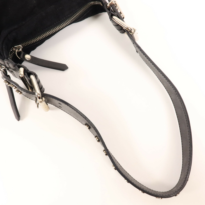 FENDI 麂皮皮革Shoulder Bag銀扣肩背袋-4
