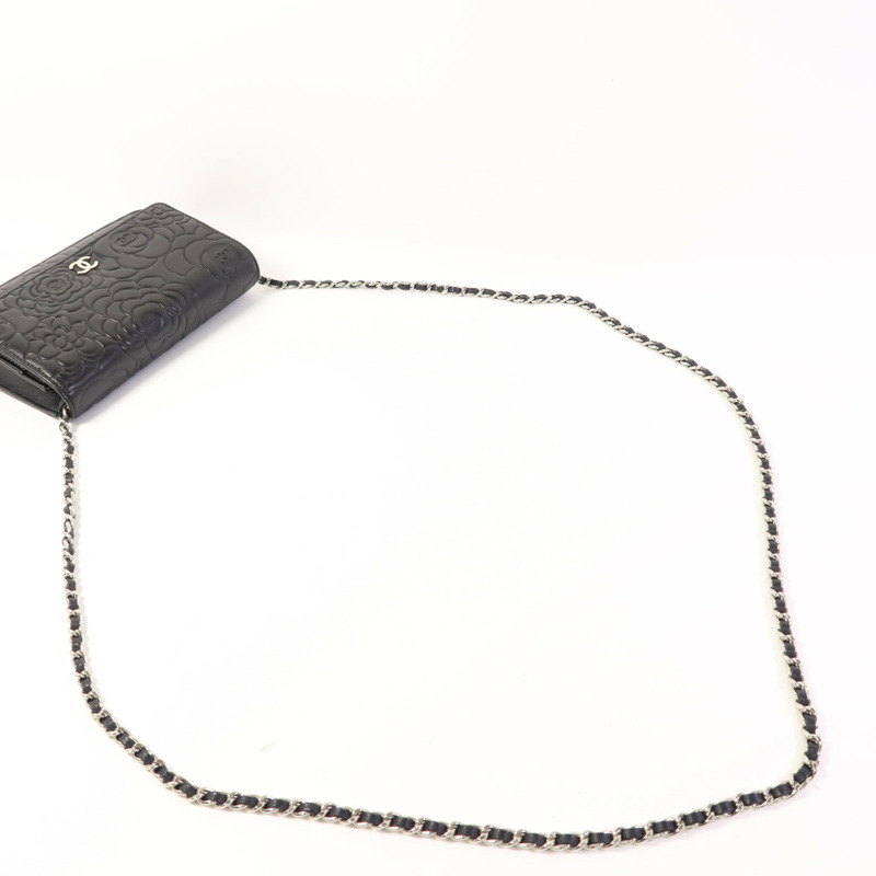 CHANEL 羊皮皮革WOC Wallet On Chain銀扣鏈帶肩背袋-4