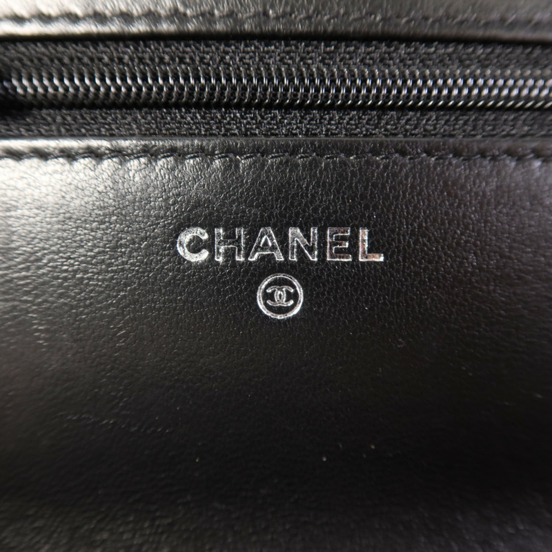 CHANEL 羊皮皮革WOC Wallet On Chain銀扣鏈帶肩背袋-6