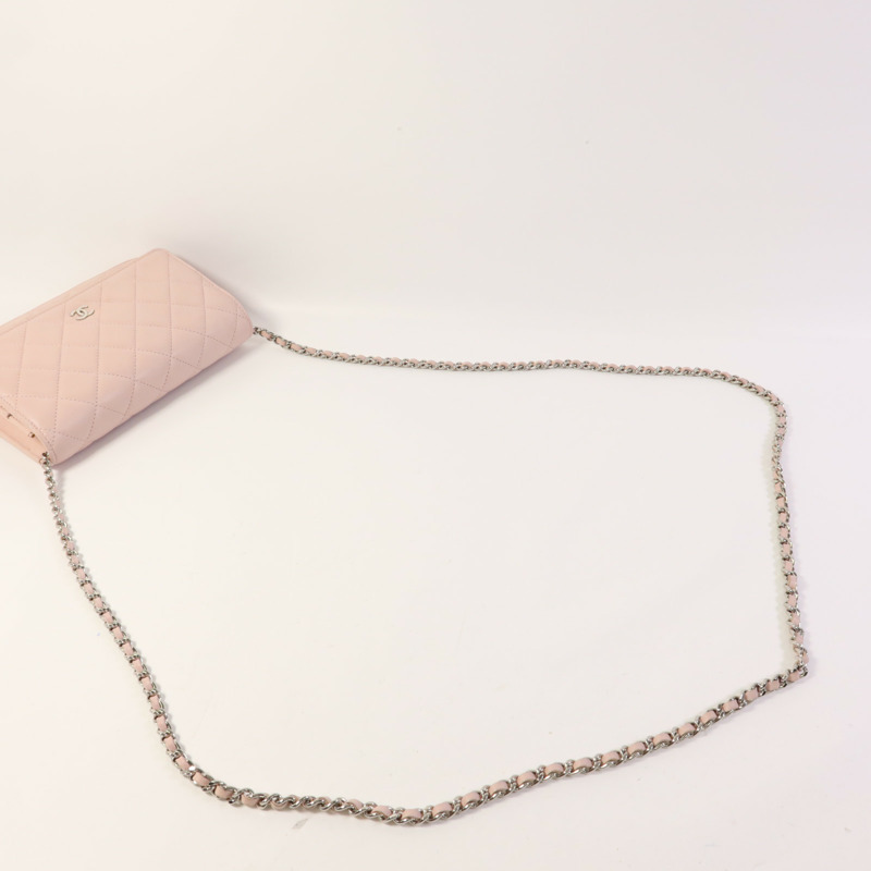 CHANEL 羊皮皮革WOC Wallet On Chain銀扣鏈帶肩背袋-4