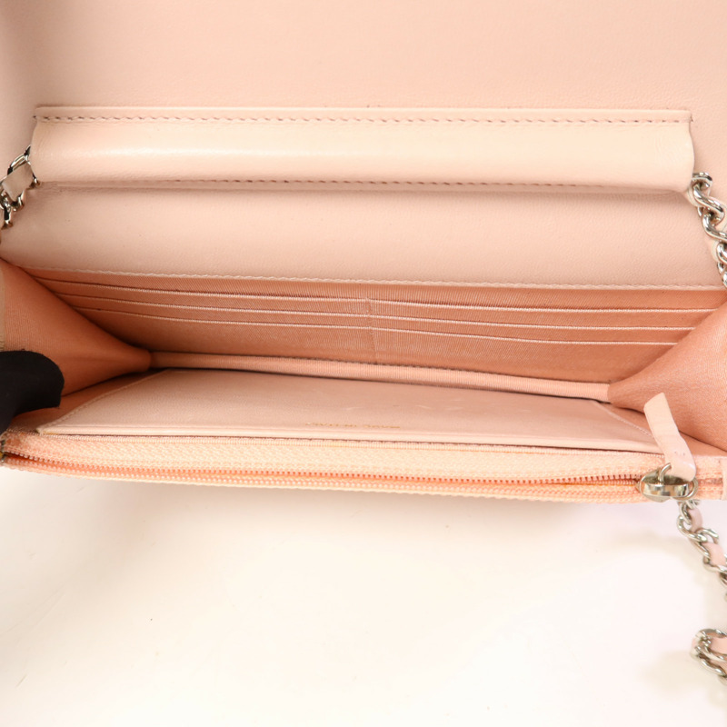 CHANEL 羊皮皮革WOC Wallet On Chain銀扣鏈帶肩背袋-5