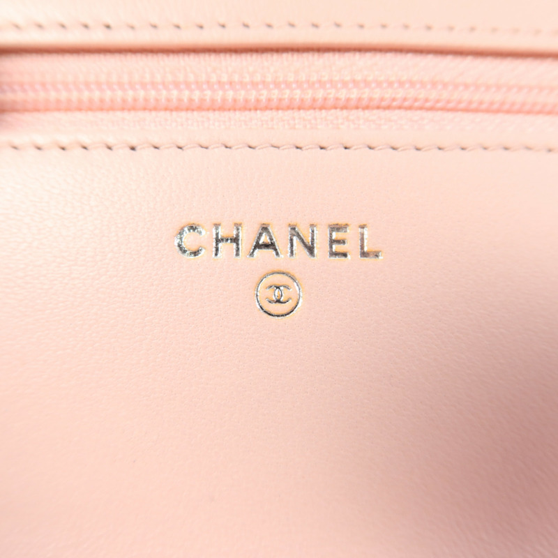 CHANEL 羊皮皮革WOC Wallet On Chain銀扣鏈帶肩背袋-6