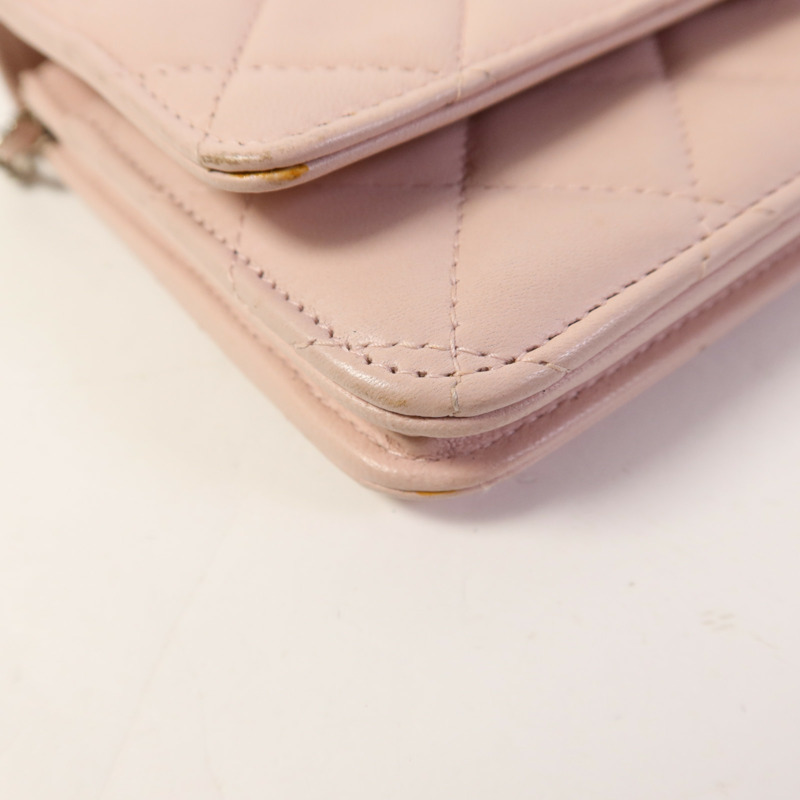 CHANEL 羊皮皮革WOC Wallet On Chain銀扣鏈帶肩背袋-12