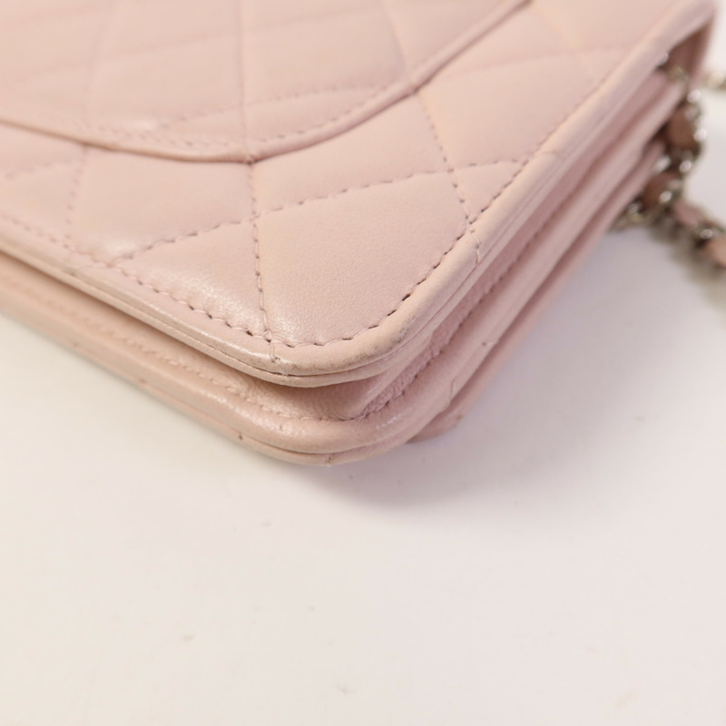 CHANEL 羊皮皮革WOC Wallet On Chain銀扣鏈帶肩背袋-13