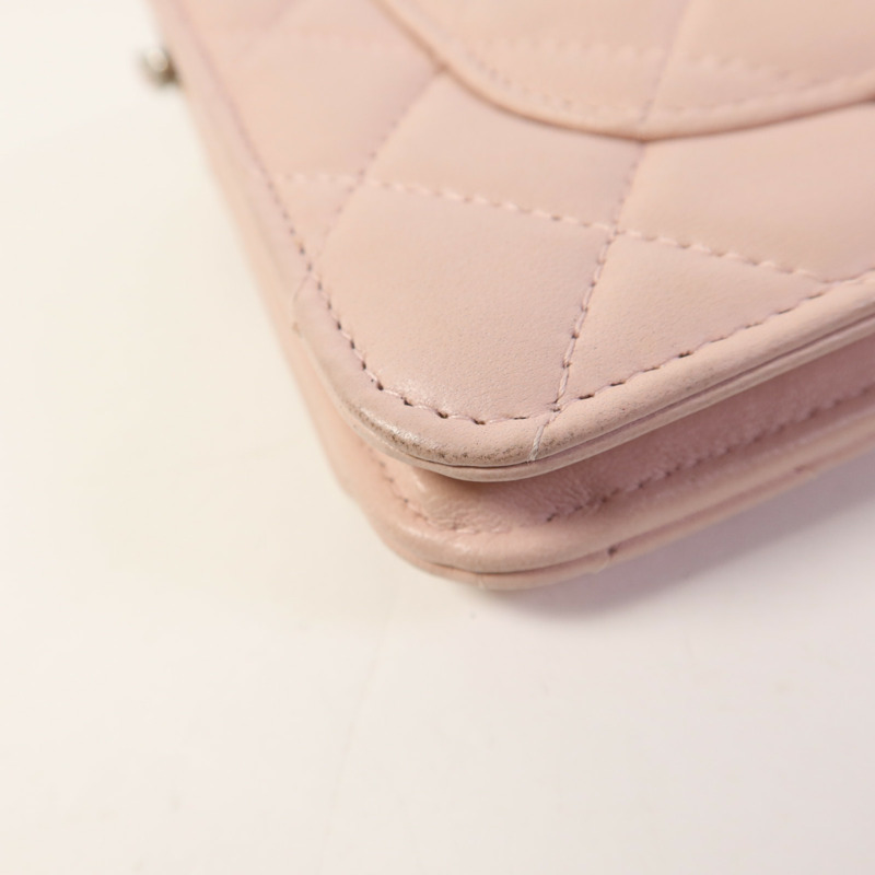 CHANEL 羊皮皮革WOC Wallet On Chain銀扣鏈帶肩背袋-14