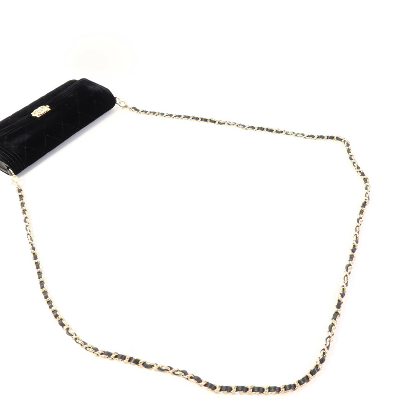 CHANEL 天鵝絨Chain Shoulder Bag金扣鏈帶肩背袋-4