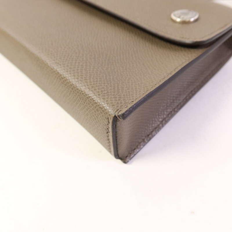 HERMES Epsom皮革Snap Wallet Bag銀扣肩背袋Etain-9