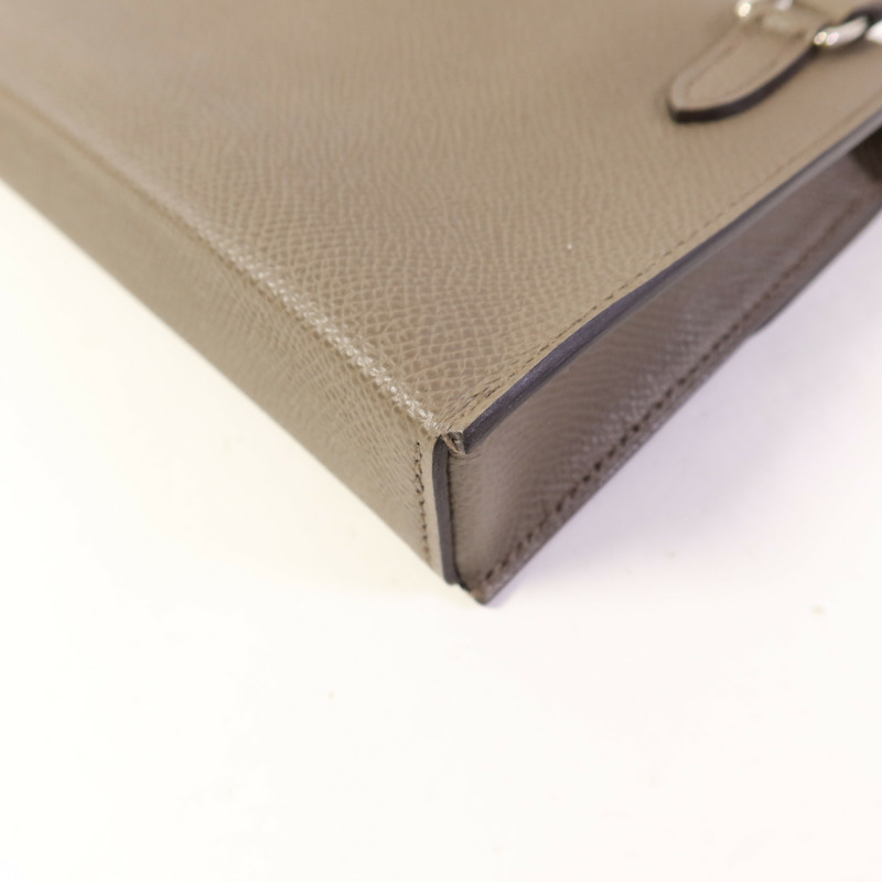 HERMES Epsom皮革Snap Wallet Bag銀扣肩背袋Etain-11