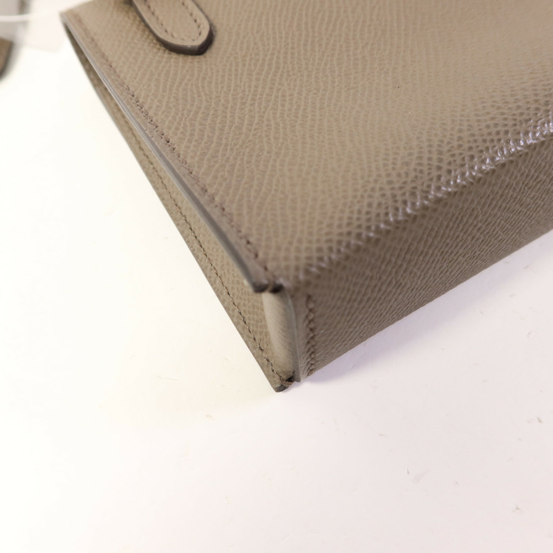 HERMES Epsom皮革Snap Wallet Bag銀扣肩背袋Etain-12