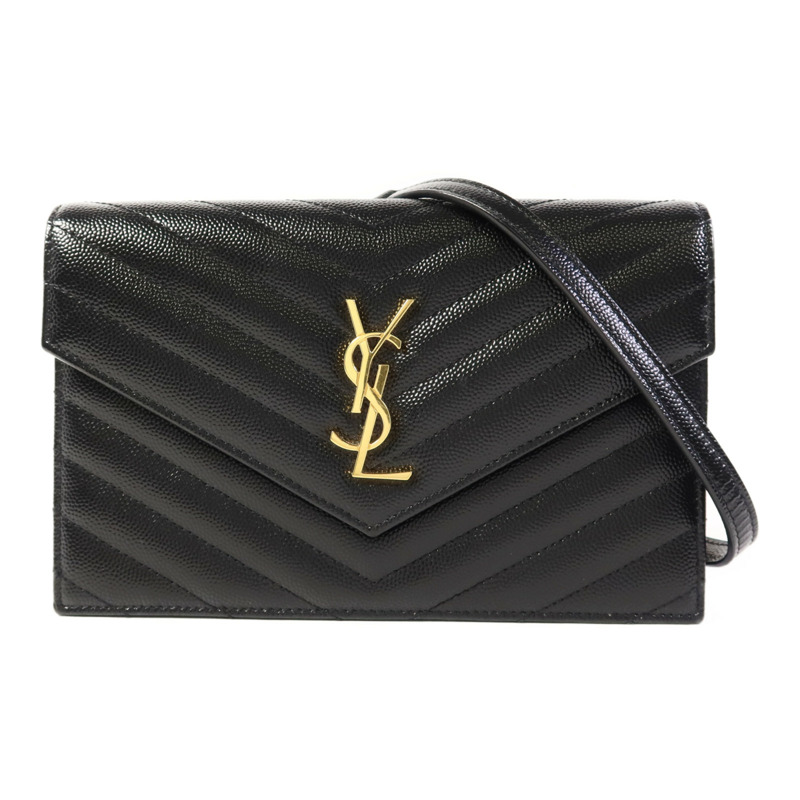 SAINT LAURENT 牛皮皮革Cassandre Envelope Chain Wallet金扣鏈帶肩背袋-0