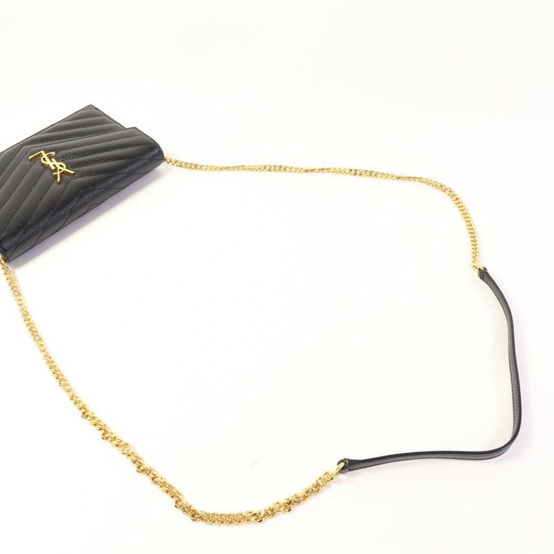 SAINT LAURENT 牛皮皮革Cassandre Envelope Chain Wallet金扣鏈帶肩背袋-4