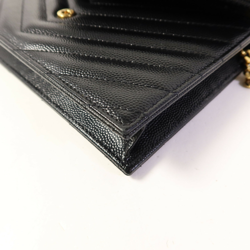SAINT LAURENT 牛皮皮革Cassandre Envelope Chain Wallet金扣鏈帶肩背袋-9