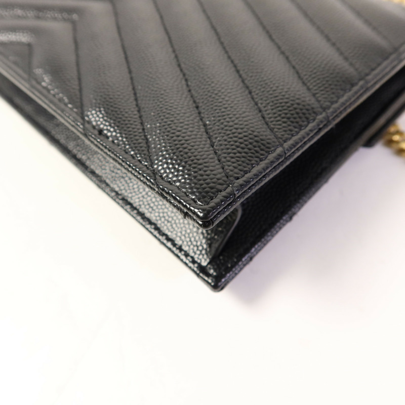 SAINT LAURENT 牛皮皮革Cassandre Envelope Chain Wallet金扣鏈帶肩背袋-11
