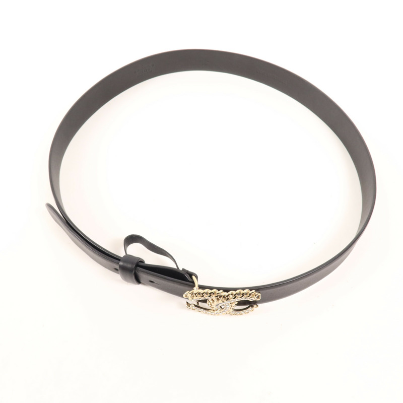 CHANEL 牛皮皮革Belt金扣皮帶-4