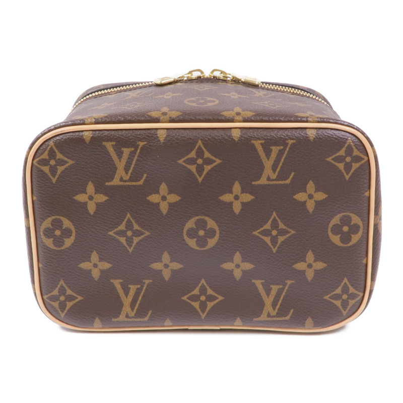 LOUIS VUITTON Monogram Nice Mini金扣手挽袋棕色-3