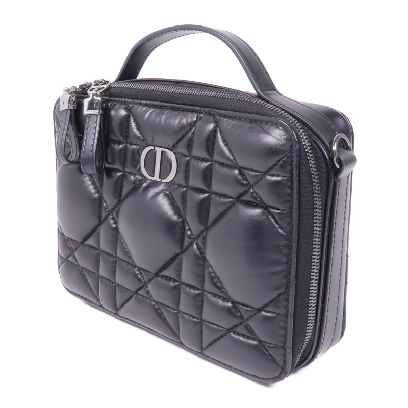 Dior 牛皮皮革Caro Box銀扣手挽肩背兩用袋-2