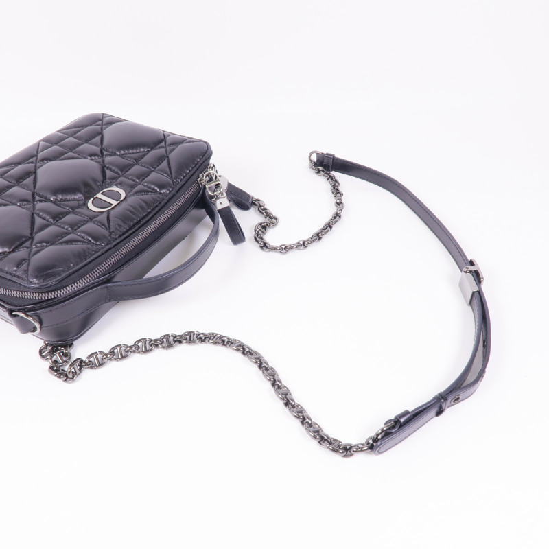 Dior 牛皮皮革Caro Box銀扣手挽肩背兩用袋-4