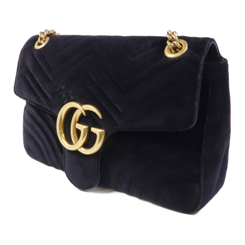 GUCCI 天鵝絨GG Marmont金扣鏈帶肩背袋-2