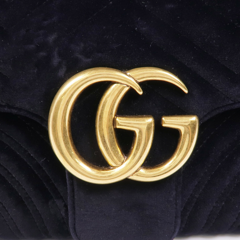 GUCCI 天鵝絨GG Marmont金扣鏈帶肩背袋-9