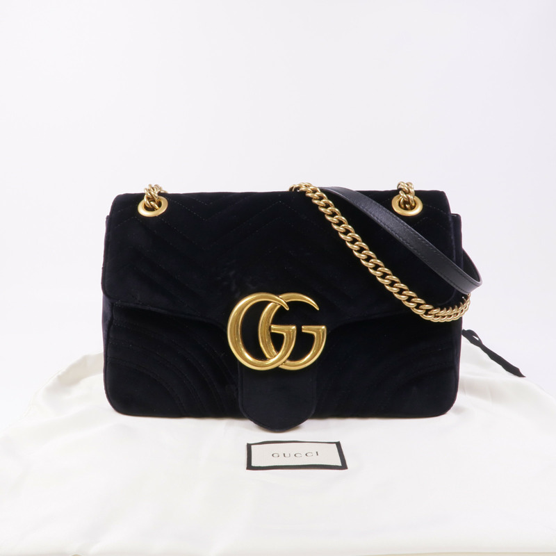 GUCCI 天鵝絨GG Marmont金扣鏈帶肩背袋-19