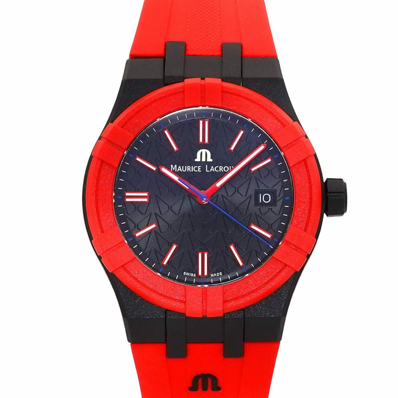 Maurice Lacroix Aikon Tide Mahindra 特別版 AI2008 男士手錶帶日期,黑色石英機芯-0