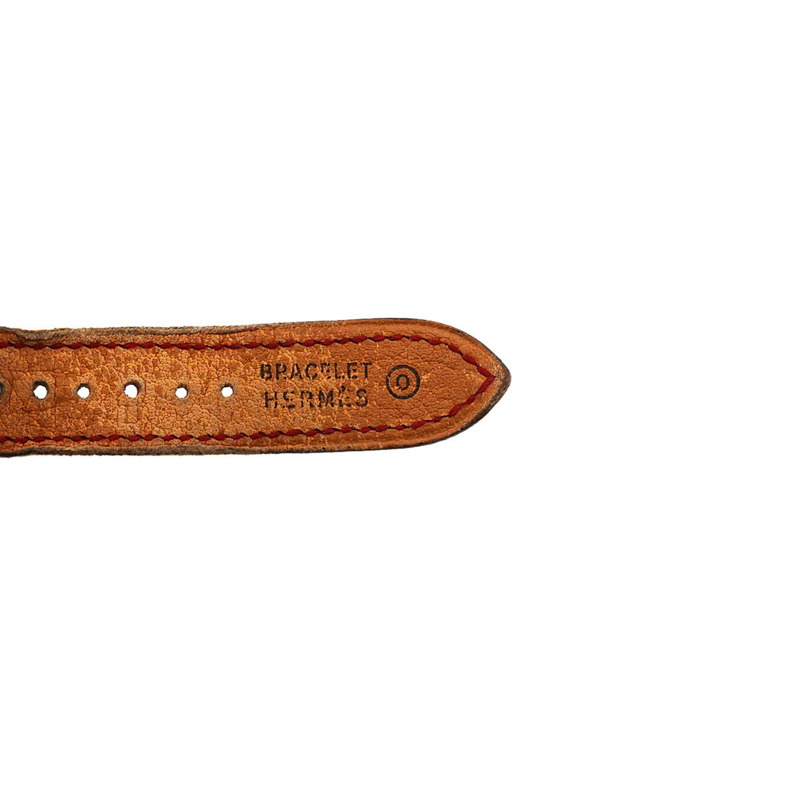 Hermès Medor 女士金字塔金質鉚釘腕錶,白色和波爾多色皮革石英腕錶-6