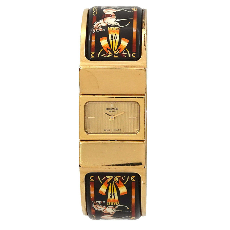 Hermès Loquet LO1 201 女士手鐲腕錶,琺瑯金石英機芯-0