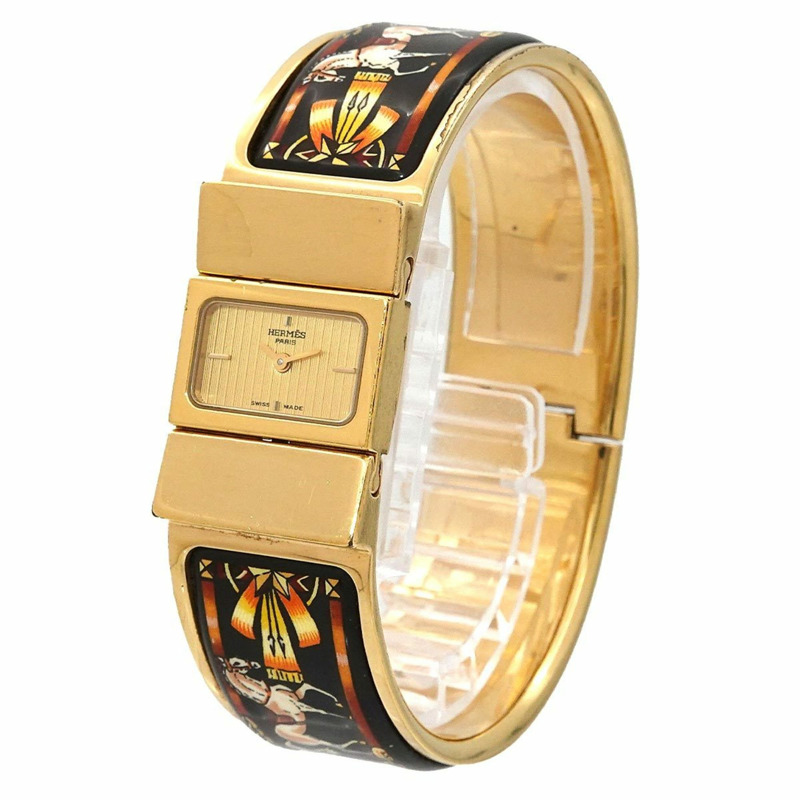 Hermès Loquet LO1 201 女士手鐲腕錶,琺瑯金石英機芯-1