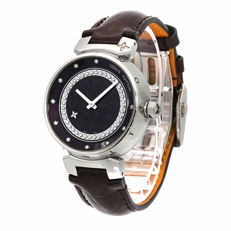 Louis Vuitton Tambour Disc Amaranth Diamond MM Q1319 女士石英腕錶-2