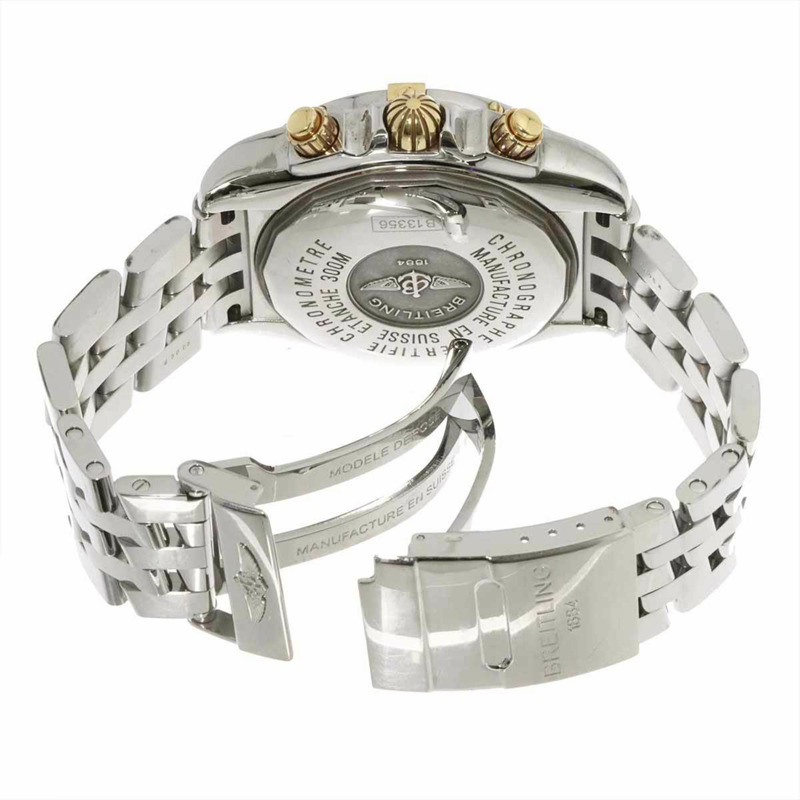 百年靈 Chronomat Evolution 雙色男錶 B13356 藍色黃金自動-4