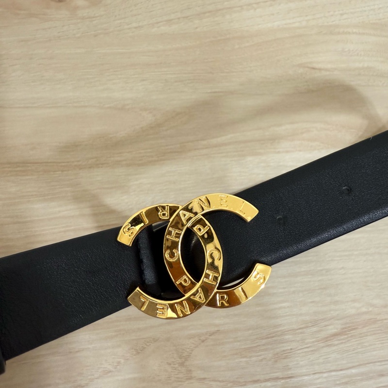 Chanel 香奈兒 PARIS金釦 小羊皮腰帶/皮帶 75-2